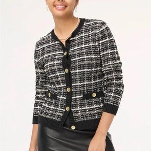 J. Crew Black and White Plaid Cardigan
